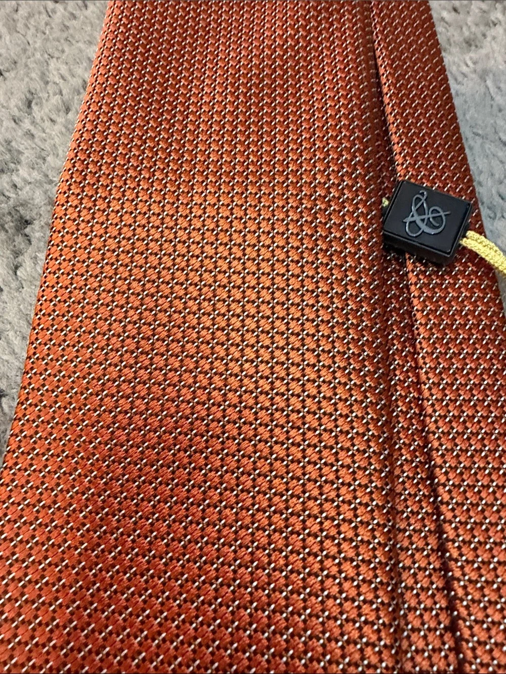 Canali Burnt Orange Textured 100% Silk Tie